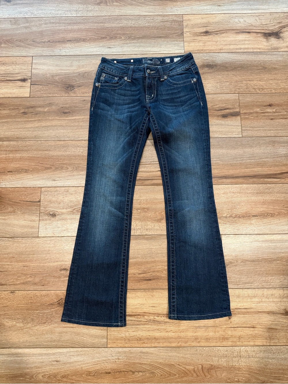 Miss Me Women’s Buckle Dark Wash Bootcut Blue Jeans Size 27 Y2K